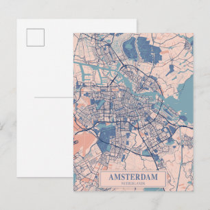 Amsterdam Niederlande Windige Stadtplan Reise Postkarte