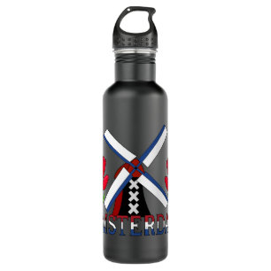 Amsterdam Niederlande Windmill Tulips Water Bottle Edelstahlflasche