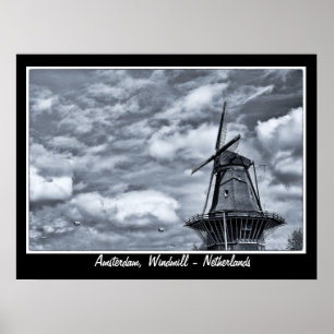 Amsterdam - Niederlande, Windmühle (Poster) Poster