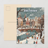 Amsterdam Niederlande Winterreise Postkarte (Vorne/Hinten)