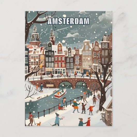 Amsterdam Niederlande Winterreise Postkarte (Vorderseite)