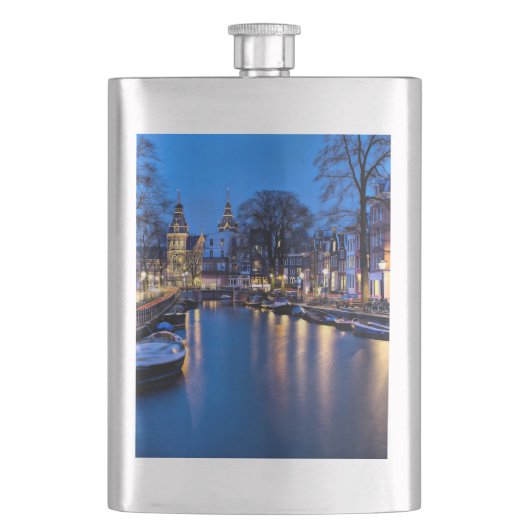 Amsterdam Night Wallpaper-67657 Flachmann (Vorderseite)