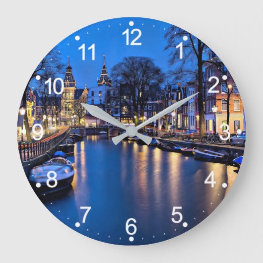 Amsterdam Night Wallpaper-67657 Große Wanduhr (Vorderseite)
