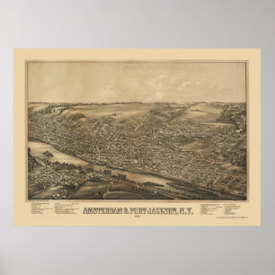 Amsterdam, NY panoramische Karte - 1881 Poster