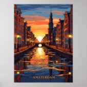 Amsterdam Postcard Holland Vintage Travel Poster (Vorne)