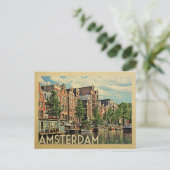 Amsterdam Postcard Holland Vintage Travel Postkarte (Stehend Vorderseite)