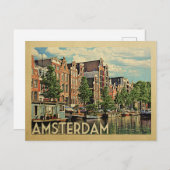 Amsterdam Postcard Holland Vintage Travel Postkarte (Vorne/Hinten)