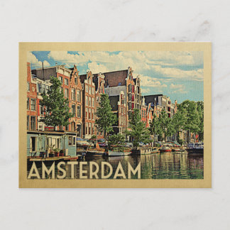 Amsterdam Postcard Holland Vintage Travel Postkarte