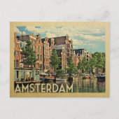 Amsterdam Postcard Holland Vintage Travel Postkarte (Vorderseite)