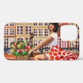 Amsterdam Poster: Button-Up Girl Cycling. Case-Mate iPhone Hülle (Rückseite (Horizontal))