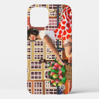 Amsterdam Poster: Button-Up Girl Cycling. Case-Mate iPhone Hülle