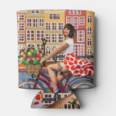 Amsterdam Poster: Button-Up Girl Cycling. Dosenkühler (Rückseite)