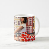 Amsterdam Poster: Button-Up Girl Cycling. Kaffeetasse (VorderseiteRechts)