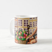 Amsterdam Poster: Button-Up Girl Cycling. Kaffeetasse (Vorderseite Links)