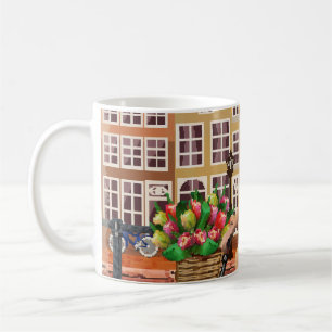 Amsterdam Poster: Button-Up Girl Cycling. Kaffeetasse
