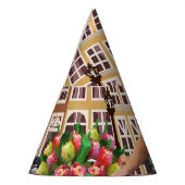 Amsterdam Poster: Button-Up Girl Cycling. Partyhütchen (Links)