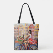 Amsterdam Poster: Button-Up Girl Cycling. Tasche (Rückseite)
