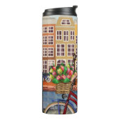 Amsterdam Poster: Button-Up Girl Cycling. Thermosbecher (Nach links gedreht)