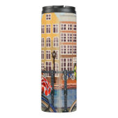 Amsterdam Poster: Button-Up Girl Cycling. Thermosbecher (Rückseite)