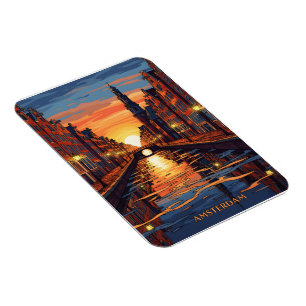 Amsterdam Postkarte Holland Vintage Reise Magnet