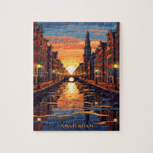Amsterdam Postkarte Holland Vintage Reise Puzzle