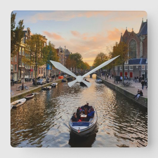 Amsterdam Quadratische Wanduhr (Vorderseite)