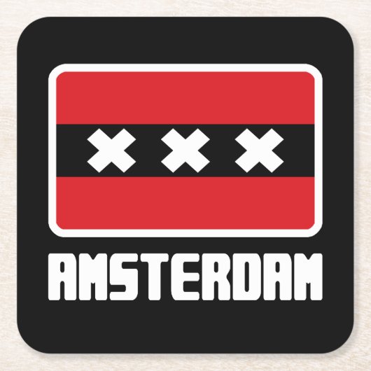 Amsterdam Rechteckiger Pappuntersetzer (Vorderseite)