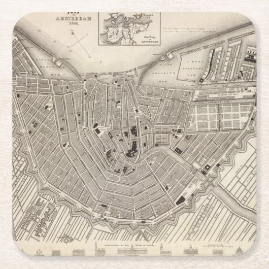 Amsterdam Rechteckiger Pappuntersetzer (Vorderseite)
