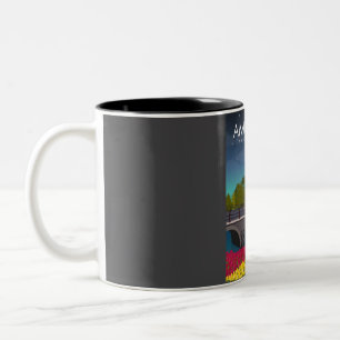 Amsterdam Reiseplakat bei Nacht Zweifarbige Tasse