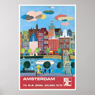 Amsterdam Reiseplakat Niederlande Kunst Elal Poster