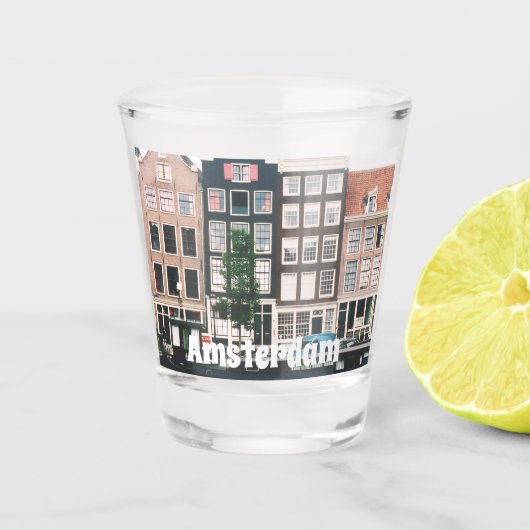Amsterdam-Reisesouvenir Schnapsglas (Vorderseite)