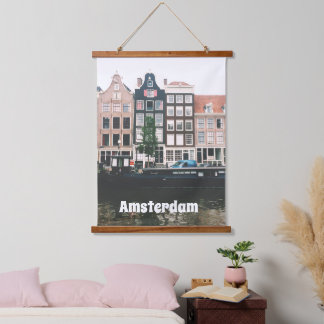 Amsterdam-Reisesouvenir Wandteppich Mit Holzrahmen