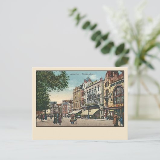 Amsterdam Rembrandtplein Postcard Anfang der 1900e Postkarte (Stehend Vorderseite)