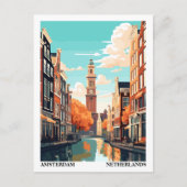 Amsterdam Retro Illustration Travel Postkarte (Vorderseite)