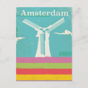 Amsterdam Retro-Reiseplakat im Vintage-Stil Postkarte