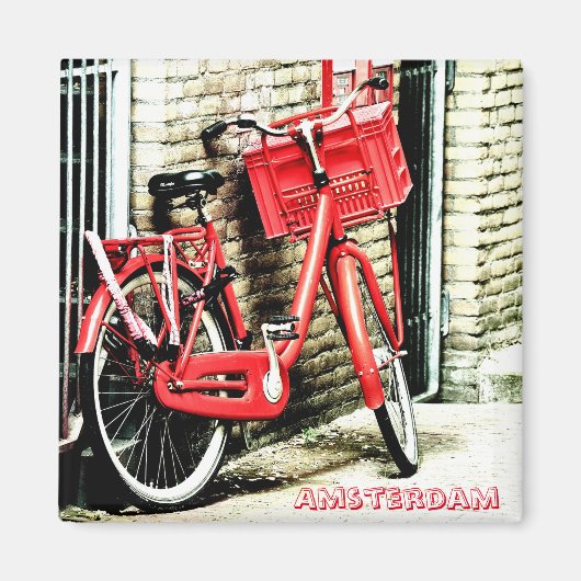 Amsterdam - Rotes Fahrrad, Holland (Kühlschrankmag Magnet (Vorne)