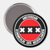 Amsterdam Round Emblem Magnet (Vorderseite/Rückseite)