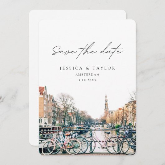 Amsterdam Save the Date Hochzeitseinladung Einladung (Vorne/Hinten)