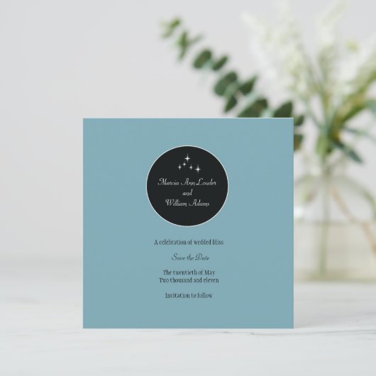 Amsterdam Save the Date: Powder Blue Date (Stehend Vorderseite)