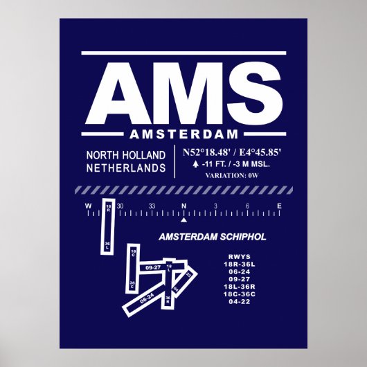 Amsterdam Schiphol Airport AMS Poster (Vorne)