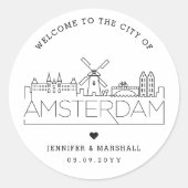 Amsterdam Skyline | Begrüßungsnachricht Runder Aufkleber (Vorderseite)