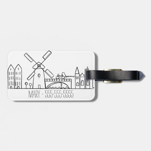 Amsterdam-Skyline Gepäckanhänger (Rückseite horizontal)