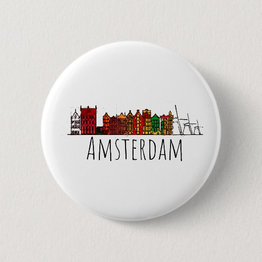 Amsterdam Skyline Holland Love Travel Destination Button (Vorderseite)