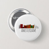Amsterdam Skyline Holland Love Travel Destination Button (Vorne & Hinten)