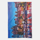 Amsterdam-Skyline mit Kanal nachts Küchentuch (Vertikal)