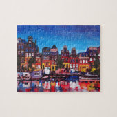 Amsterdam-Skyline mit Kanal nachts Puzzle (Horizontal)