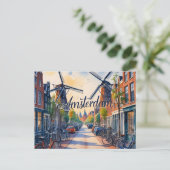 Amsterdam Skyline Postkarte (Stehend Vorderseite)