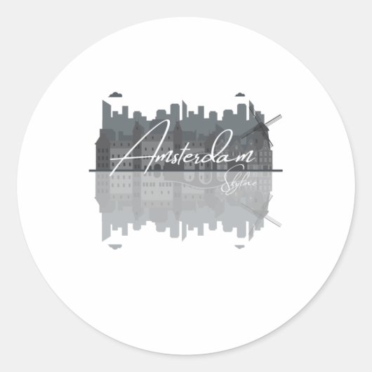 Amsterdam Skyline Runder Aufkleber (Vorderseite)