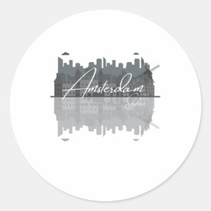 Amsterdam Skyline Runder Aufkleber