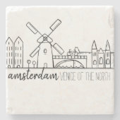 Amsterdam Skyline Steinuntersetzer (Vorderseite)